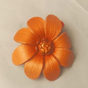 3" handmade, cut and dyed leather hair clip